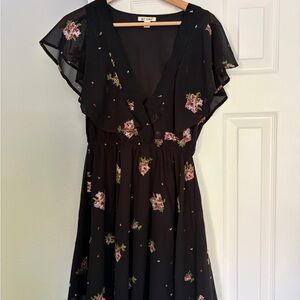 Miami Black Dress with Pink Floral Design